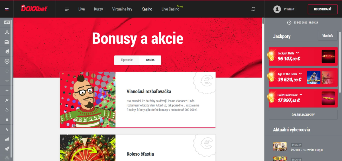 doxxbet kasíno bonusy