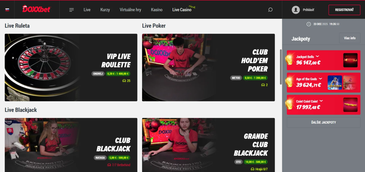 doxxbet živé kasíno